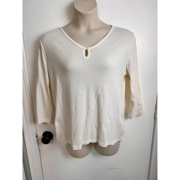 Anne Klein women's tops with key hole in White size XL #0761 - Picture 1 of 7